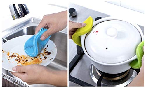 Multipurpose Silicone Antibacterial Washing Scrubber Pads - Pack of 5