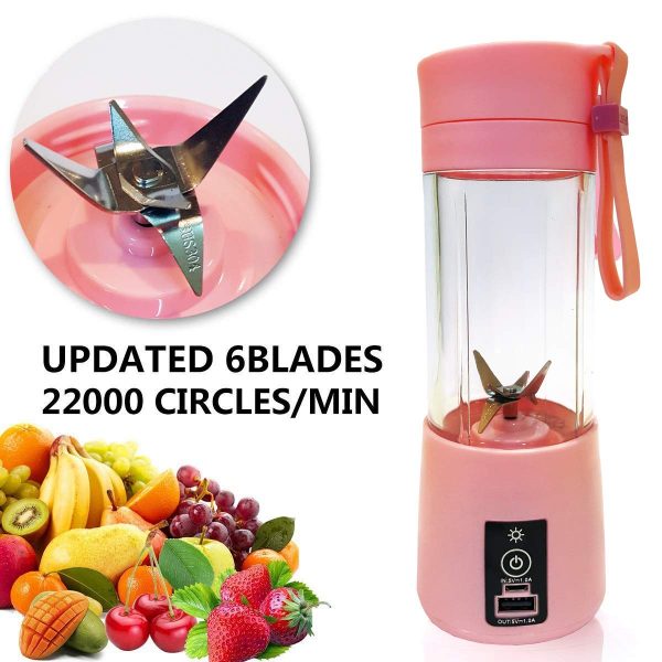 6 Blades Portable USB Electric Juicer with Power bank