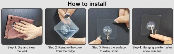 Multi-Purpose Wall Mounted Self-Adhesive Hooks