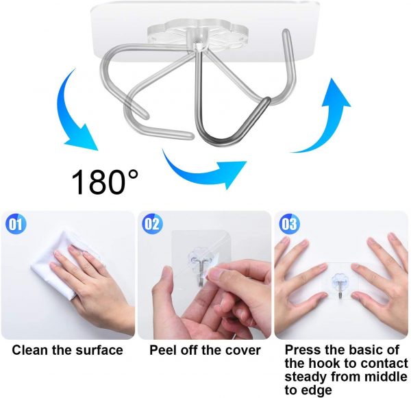 Multi-Purpose Wall Mounted Self-Adhesive Hooks