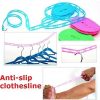 Windproof Anti-Slip Clothes Drying Nylon Rope with Hooks - 5 Meter