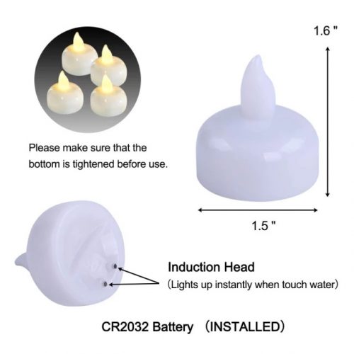 Smokeless Water Sensor LED Tea Light Candles - Pack of 12
