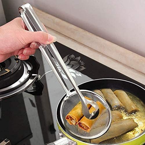 Stainless Steel 2 in 1 Frying Strainer Tong