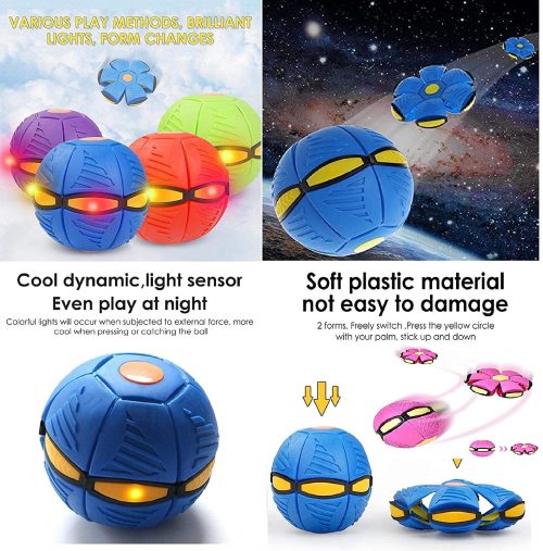 Magic Transforming Flat Frisbee UFO Ball with LED Lights - Random Color:
