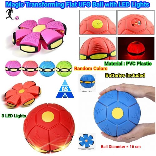 Magic Transforming Flat Frisbee UFO Ball with LED Lights - Random Color: