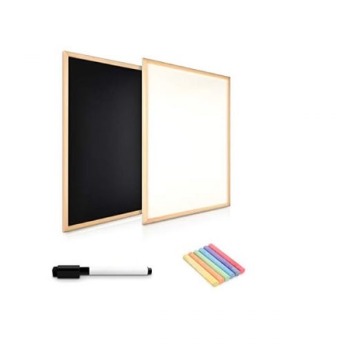 Double-sided Wooden Slate with Whiteboard & Blackboard (40 x 30 x 2 Cms)