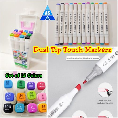 Dual Tip Touch Markers - Set of 12 Colors