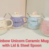 Rainbow Unicorn Ceramic Mug with Spoon: