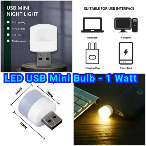 Portable Mini USB LED Bulb Lamp - 1 Watt