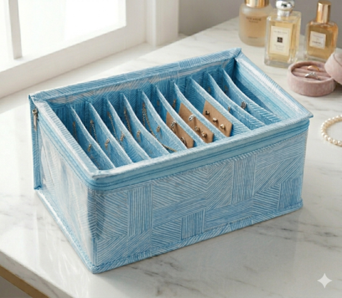 Laminated Jewellery Organiser Box with 10 Pouches