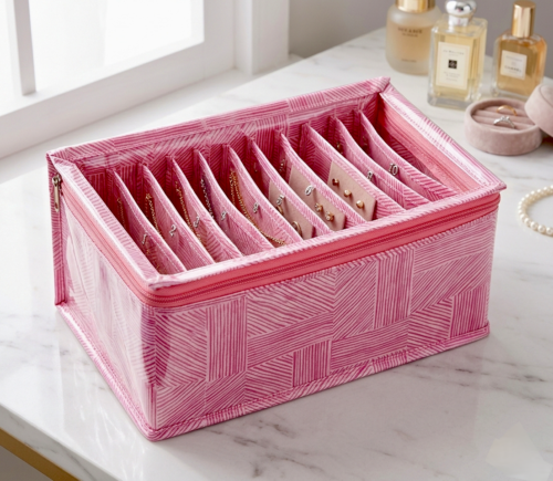 Laminated Jewellery Organiser Box with 10 Pouches