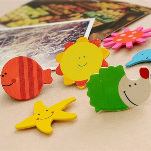 48 Pieces Cute Funny Wooden Fridge Magnet Stickers for Kids