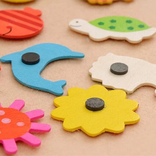 48 Pieces Cute Funny Wooden Fridge Magnet Stickers for Kids