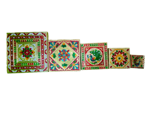 Golden Meenakari Chowki / Bajot / Chaurang With PVC Legs
