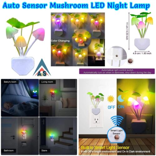 Auto Sensor Mushroom LED Night Lamp - Pack of 1