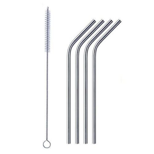 Stainless Steel Straw Set of 4 with Cleaning Brush