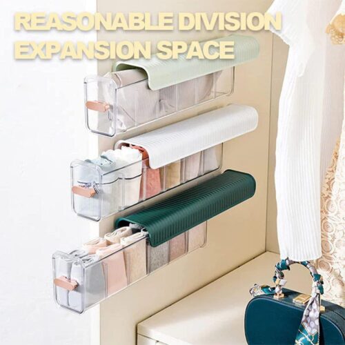 Clear Wall Mounted 5 Grid Drawer Organizer