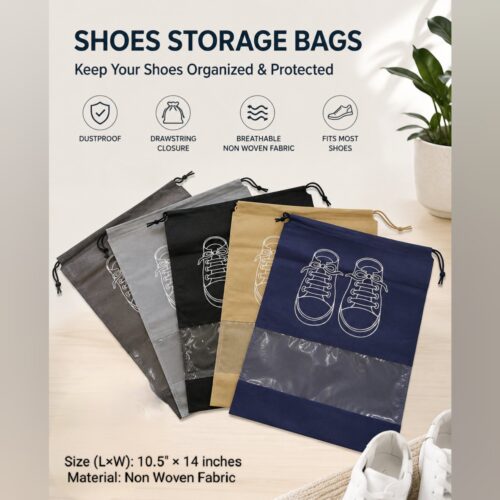Travel Shoe Organizer Bags - Pack of 10 Bags -  Random Assorted Colors