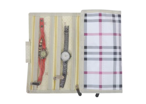 6 Compartments Foldable Watch Storage Organizer Roll On Pouch