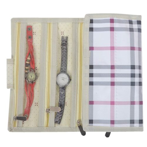 6 Compartments Foldable Watch Storage Organizer Roll On Pouch