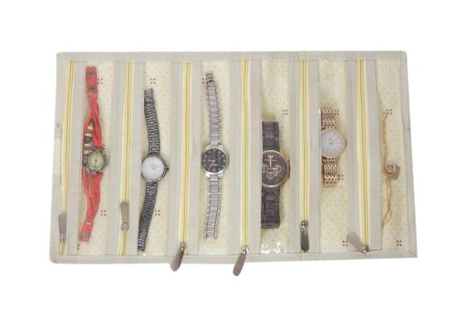 6 Compartments Foldable Watch Storage Organizer Roll On Pouch