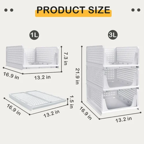PVC Foldable Stackable Drawer Storage Organizer 3 Layer Rack