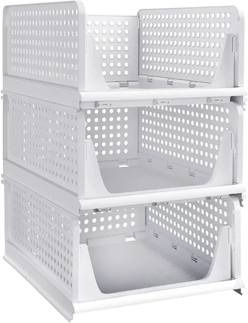 PVC Foldable Stackable Drawer Storage Organizer 3 Layer Rack