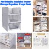 PVC Foldable Stackable Drawer Storage Organizer 3 Layer Rack