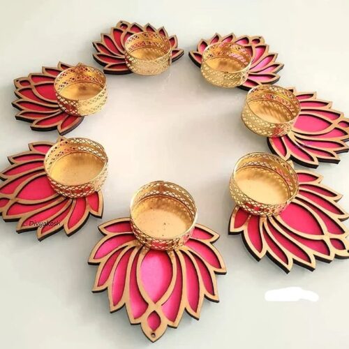 MDF Lotus Tealight Holder -Pack of 4
