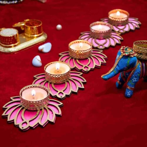 MDF Lotus Tealight Holder -Pack of 4