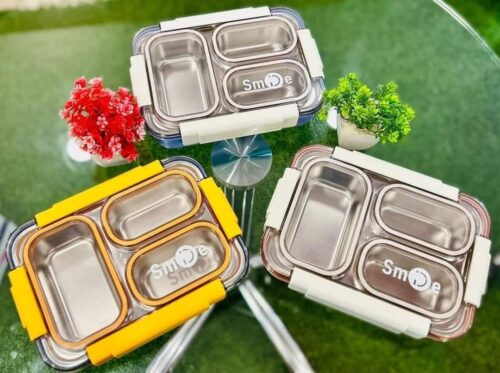 Individual Seal 3 Compartment Stainless Steel Tiffin Lunch Bento Box – 100% Leak Proof