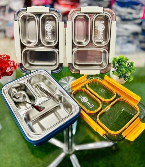 Individual Seal 3 Compartment Stainless Steel Tiffin Lunch Bento Box – 100% Leak Proof