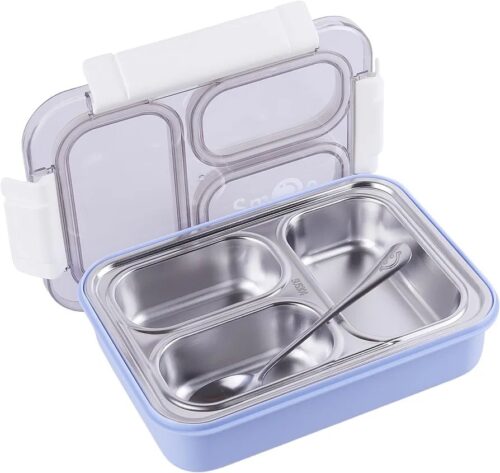 Individual Seal 3 Compartment Stainless Steel Tiffin Lunch Bento Box – 100% Leak Proof
