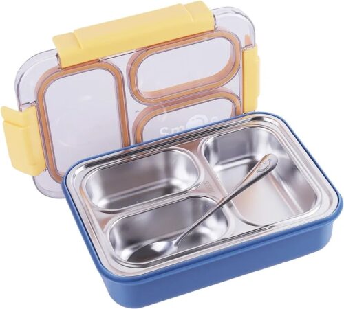 Individual Seal 3 Compartment Stainless Steel Tiffin Lunch Bento Box – 100% Leak Proof