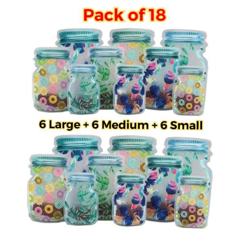 Printed Reusable Zip Lock Bags / Mason Jar Bags / Nut Bags / Fridge Bags