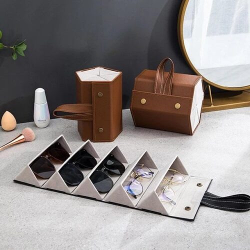5 Slot Portable Foldable Eyeglasses / SunGlassess / Goggle Organizer Box