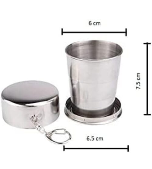 Stainless Steel Foldable Glass with Key Chain