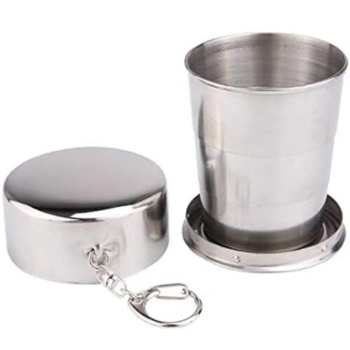 Stainless Steel Foldable Glass with Key Chain