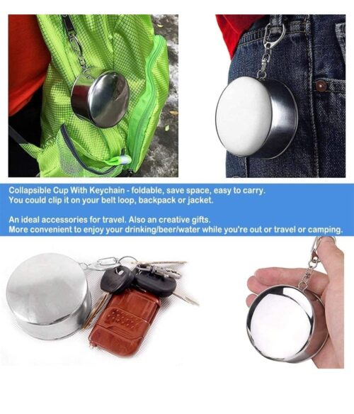 Stainless Steel Foldable Glass with Key Chain