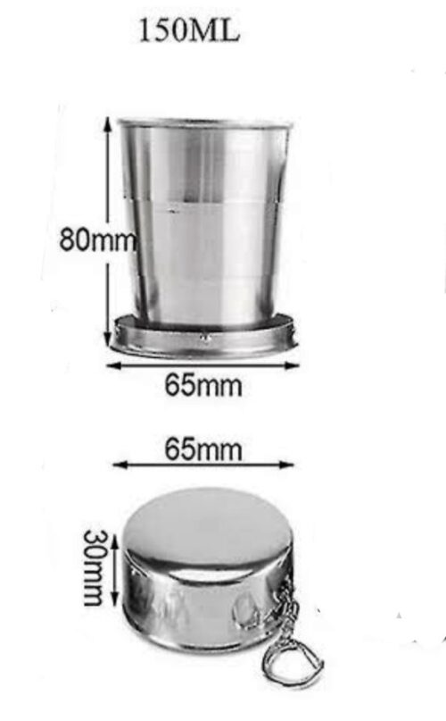 Stainless Steel Foldable Glass with Key Chain