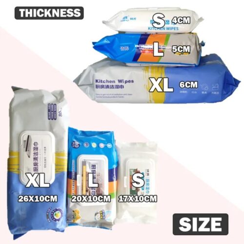 Kitchen Cleaning Wet Wipes- XL size - 80 Wipes