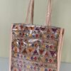 Stylish Ethnic Tote Bag in Banarasi Silk with Transparent Lamination
