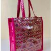 Stylish Ethnic Tote Bag in Banarasi Silk with Transparent Lamination
