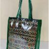 Stylish Ethnic Tote Bag in Banarasi Silk with Transparent Lamination