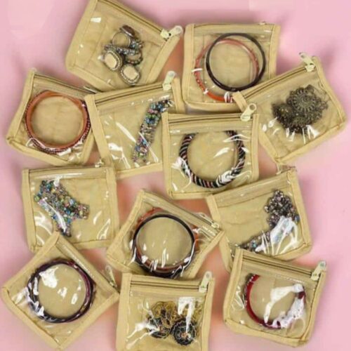 Stand - Alone Jewellery Accessory Zip Storage Pouch - Small Size- Pack of 6
