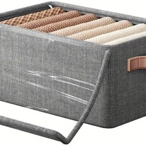 26 Litre Wardrobe Clothes Storage Box with Flap Cover