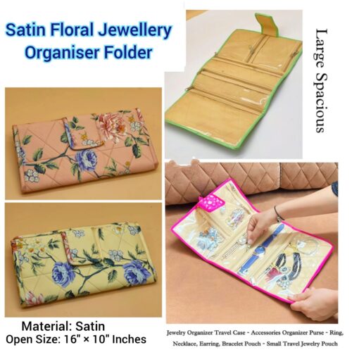 Satin Floral Jewellery Organiser Folder