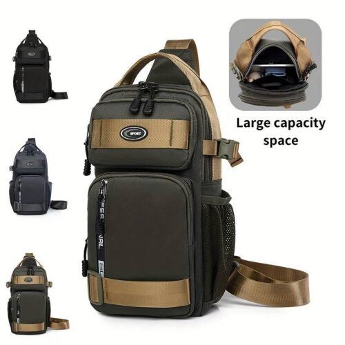 Imported Mens Multi-Compartment Crossbody Chest Messenger Shoulder Bag