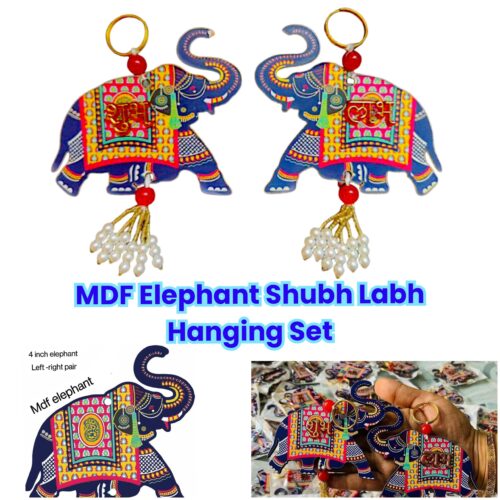 MDF Elephant Shubh Labh Hanging Set