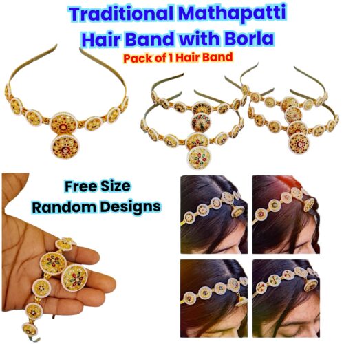 Traditional Mathapatti Hair Band with Borla